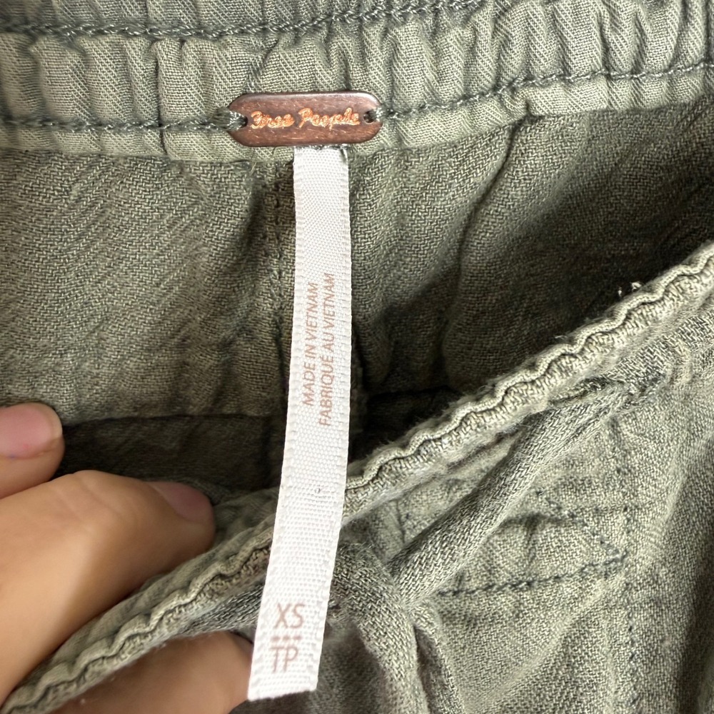 Free People Feel Good Linen Cargo Joggers XS Green Utility Gorpcore Boho Pants - Picture 5 of 11